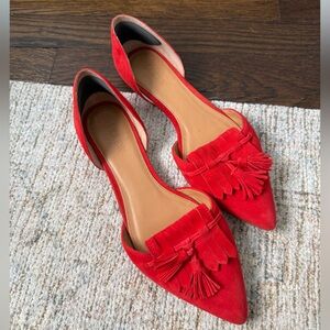 J. Crew Women's Red Suede Tassel Flats